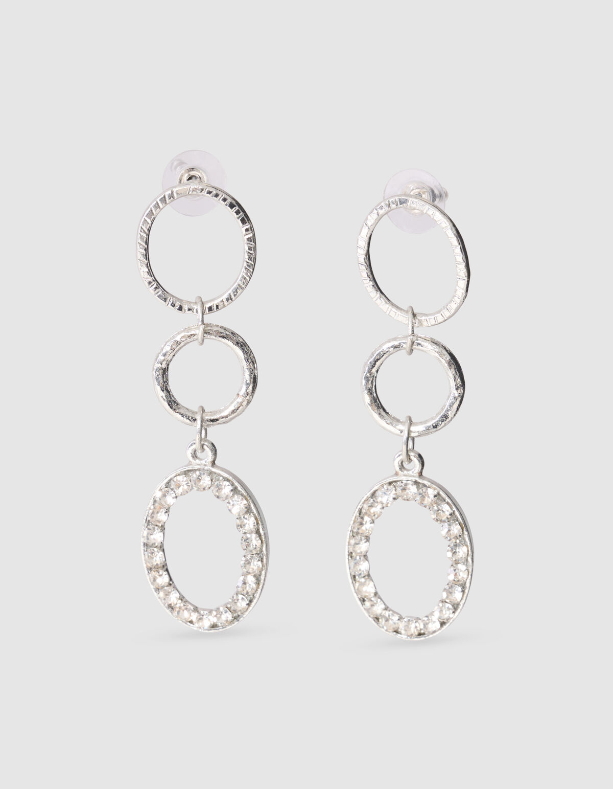 Strass Oval Oorbellen Zilver SHOEBY ACCESSOIRES