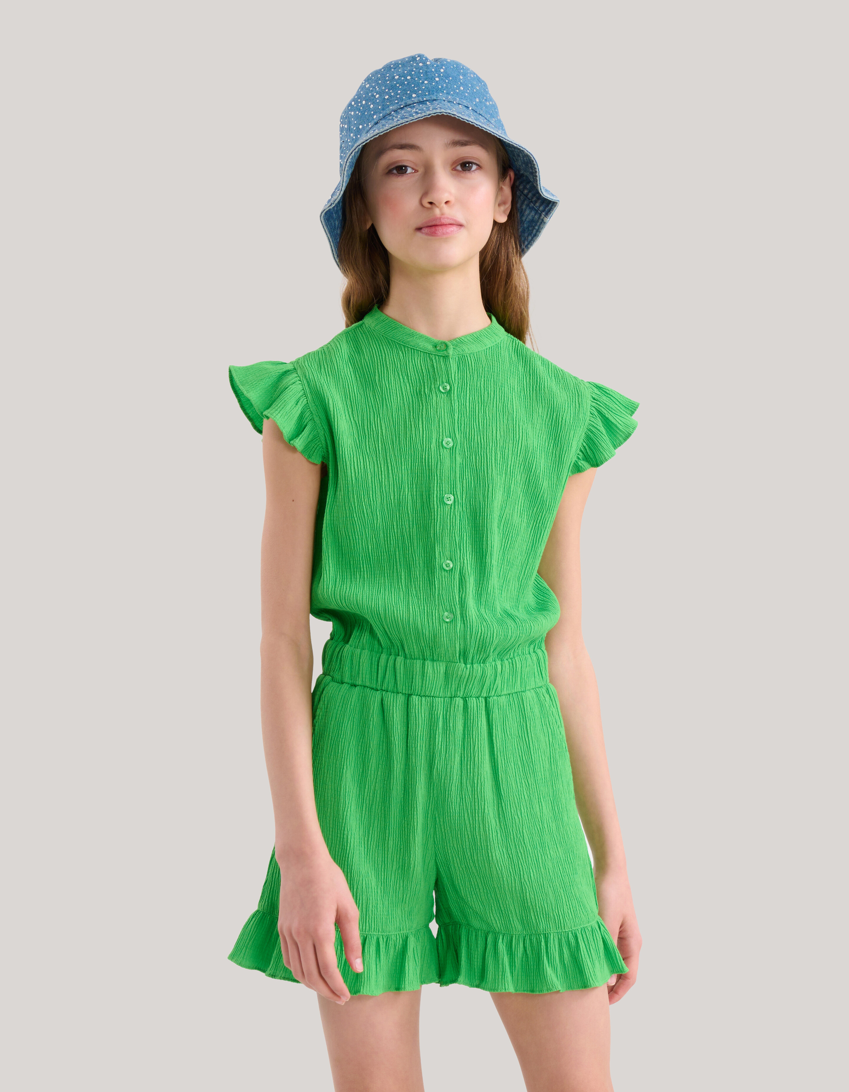 Crinkle Jumpsuit Groen SHOEBY GIRLS