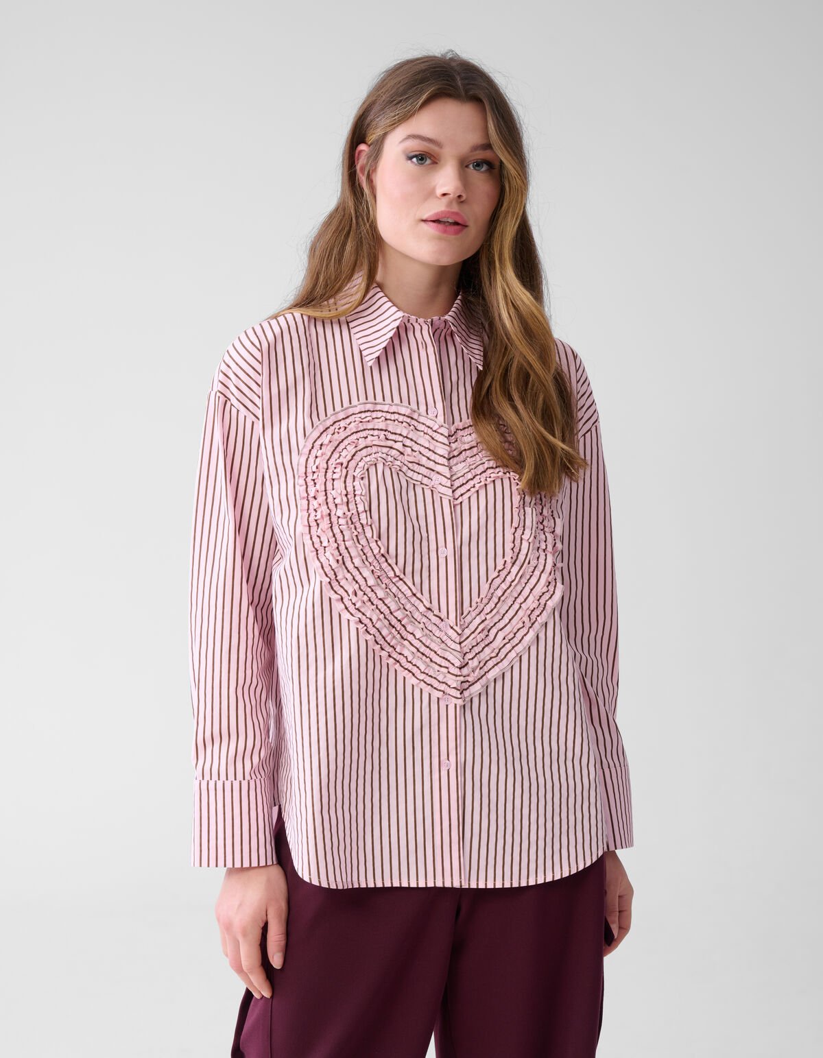 Heart Ruffle Blouse Roze SHOEBY WOMEN