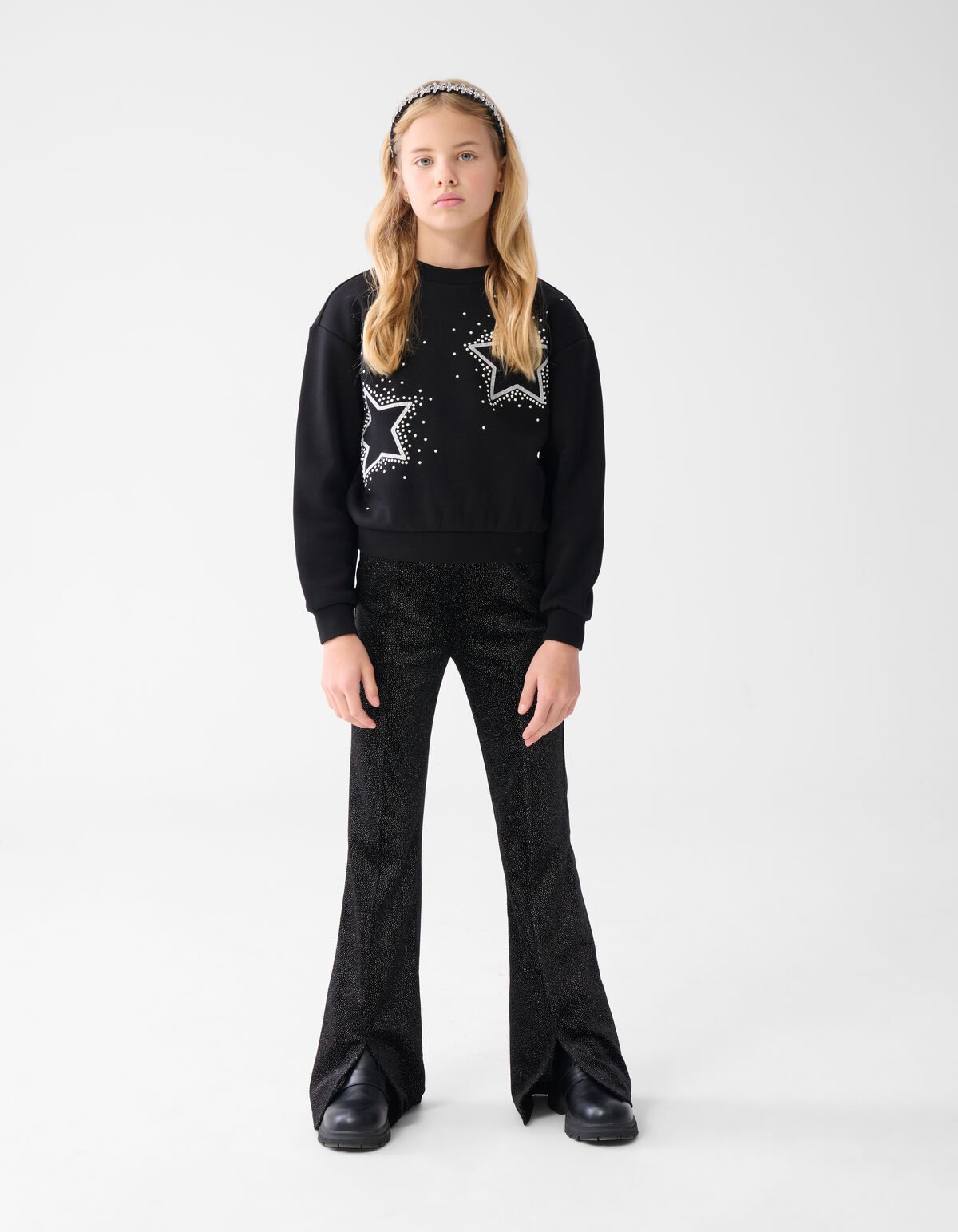 Glitter Split Flared Legging Zwart SHOEBY GIRLS