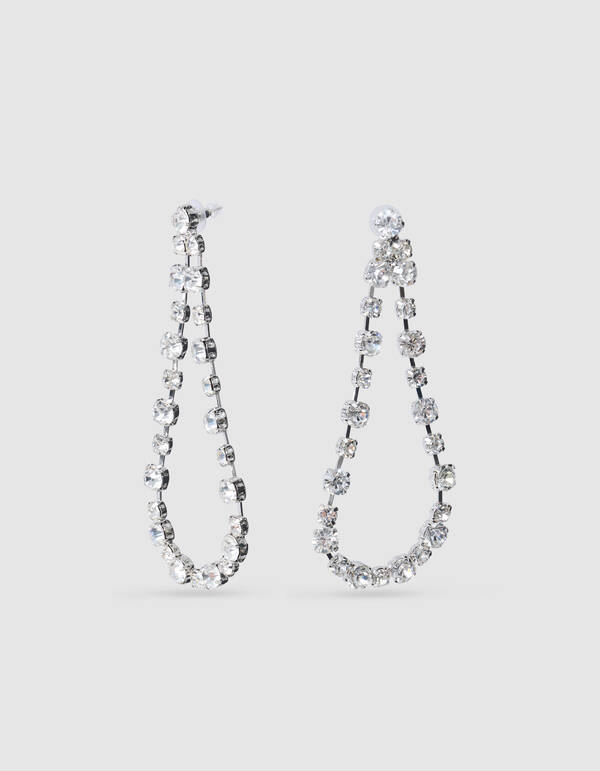 Strass Druppel Oorbellen Zilver By Monica SHOEBY ACCESSOIRES