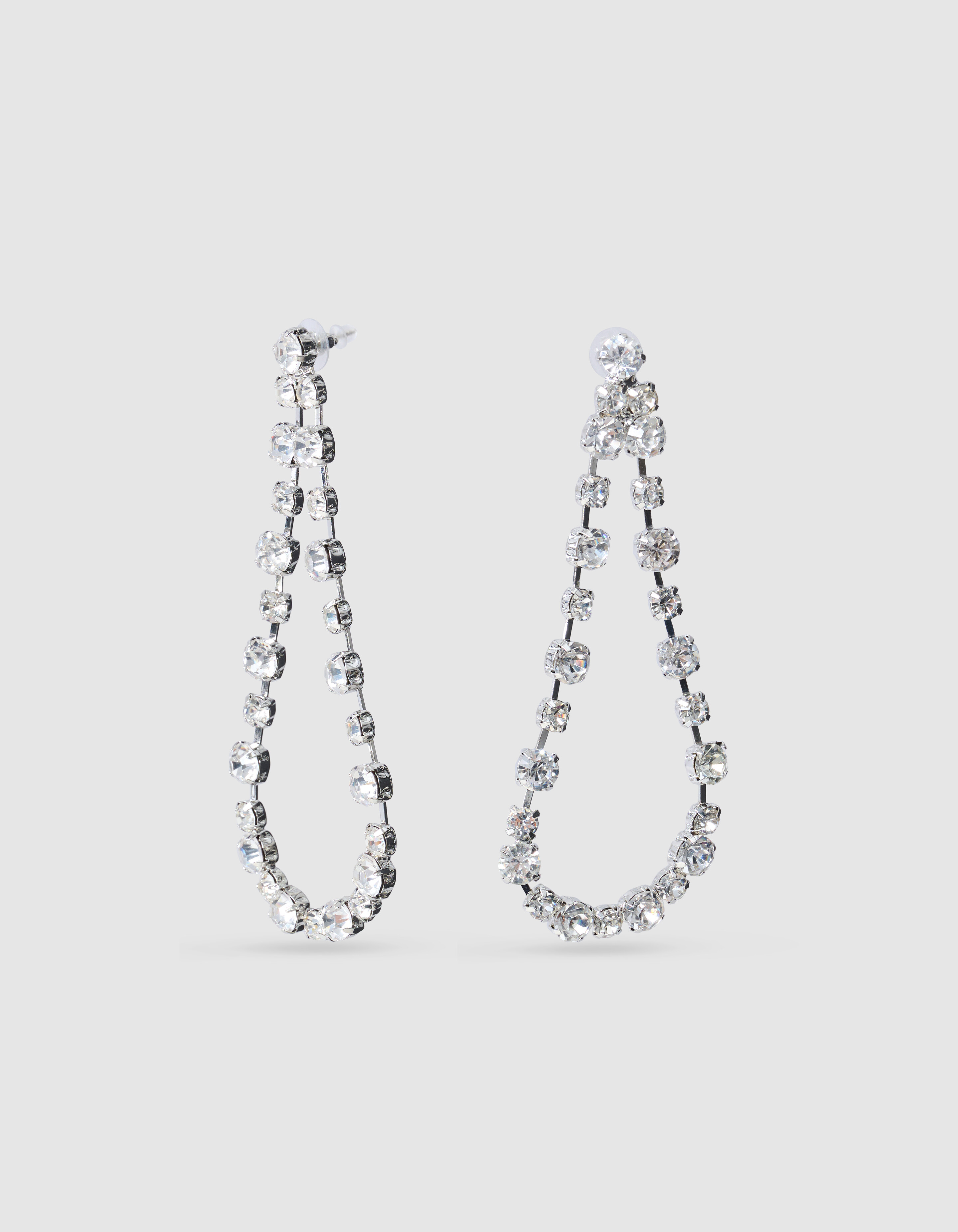 Strass Druppel Oorbellen Zilver By Monica SHOEBY ACCESSOIRES