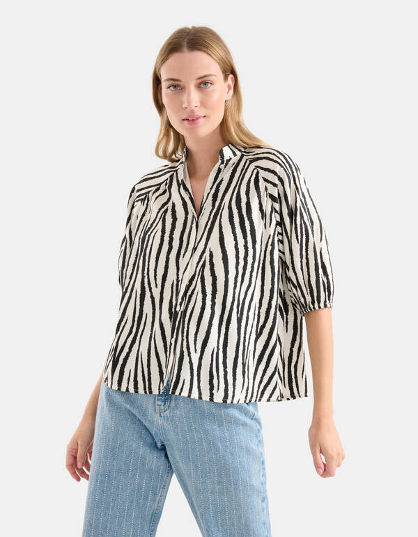 Zebra Printed Blouse Zwart/Wit SHOEBY WOMEN