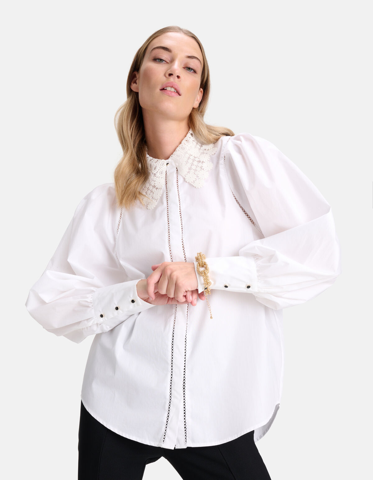 Kanten Poplin Blouse Gebroken Wit By Fred SHOEBY WOMEN