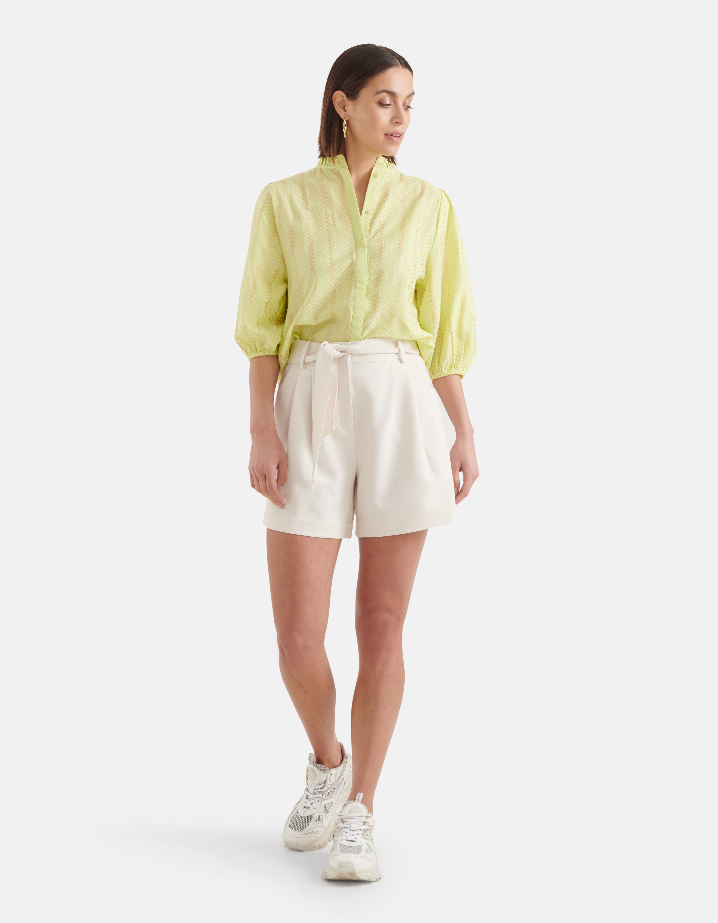Lurex Detail Blouse Limoengroen SHOEBY WOMEN