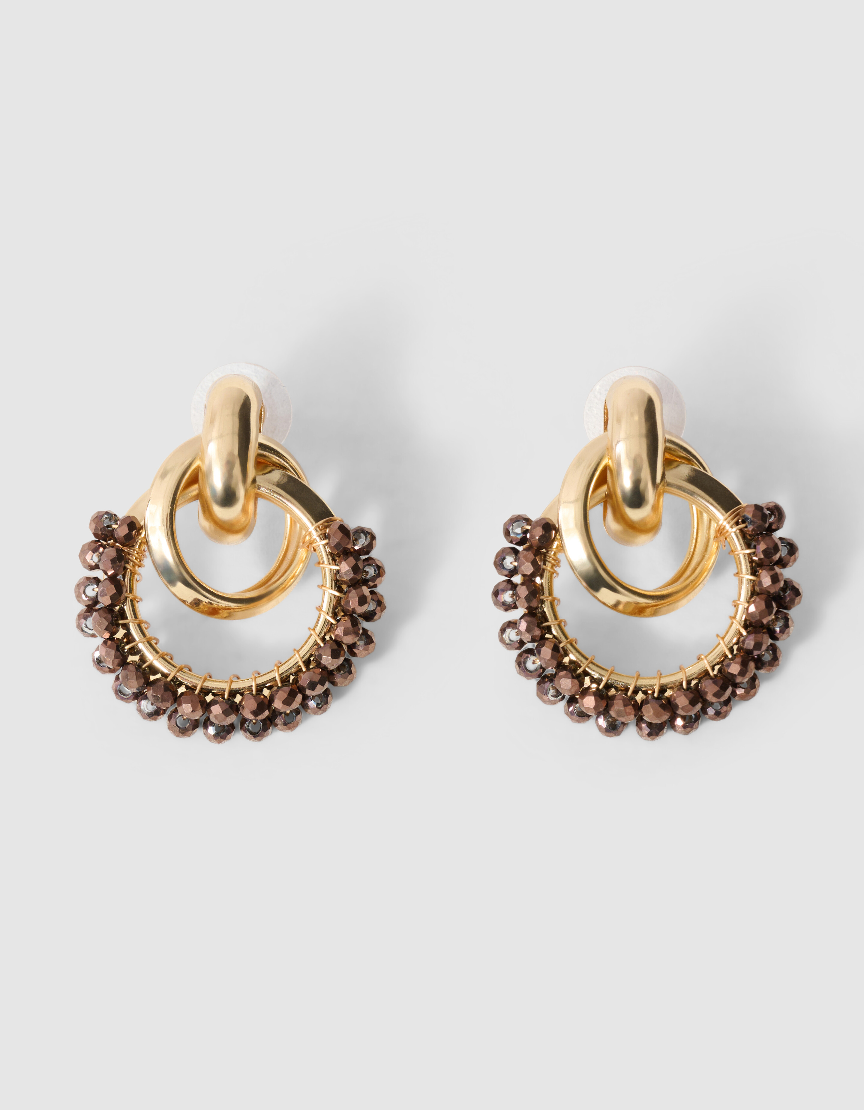 Beaded Oorbellen Goud/Bruin SHOEBY ACCESSOIRES