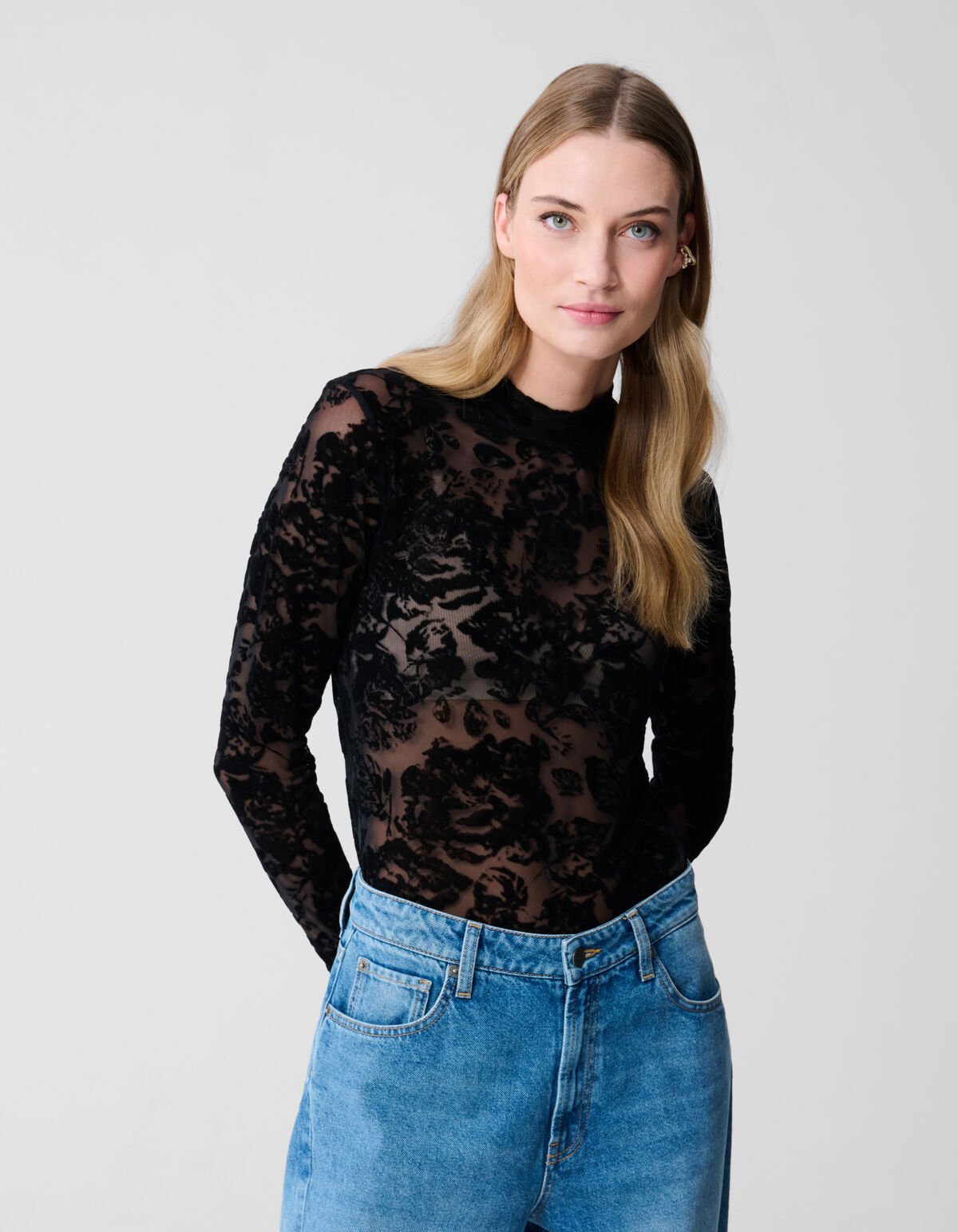 Roses Mesh Top Zwart SHOEBY WOMEN