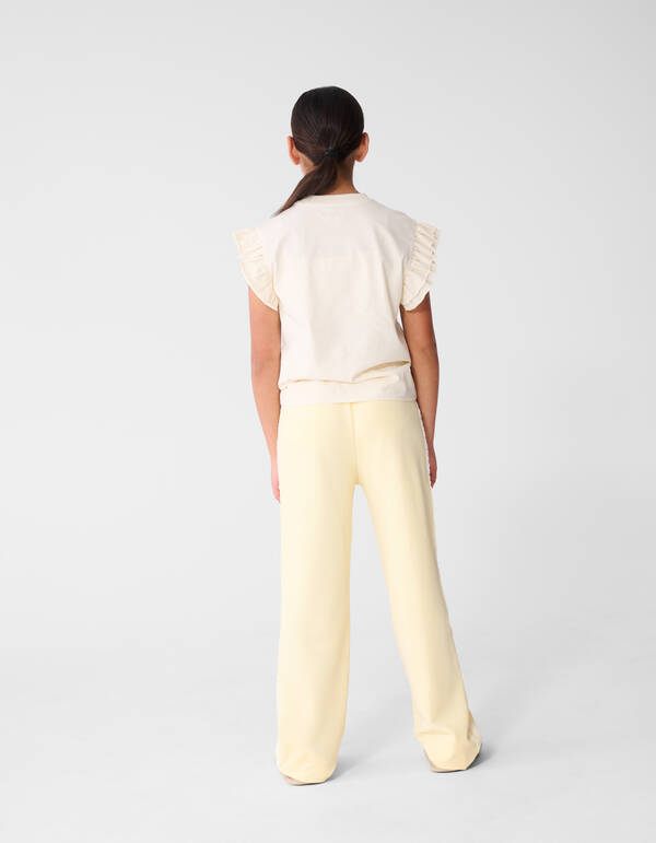 Sporty Wide Leg Broek Lichtgeel SHOEBY GIRLS