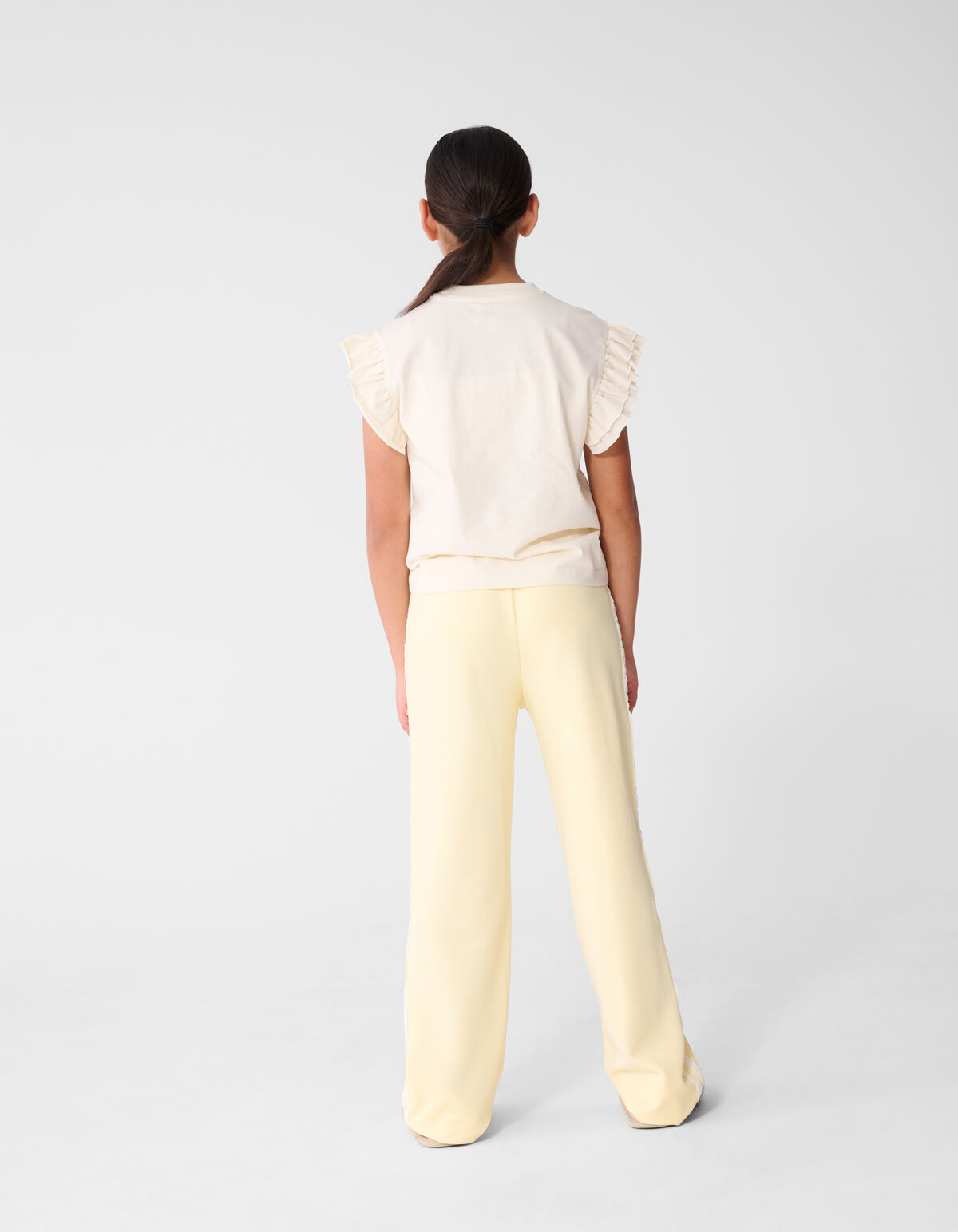 Sporty Wide Leg Broek Lichtgeel SHOEBY GIRLS