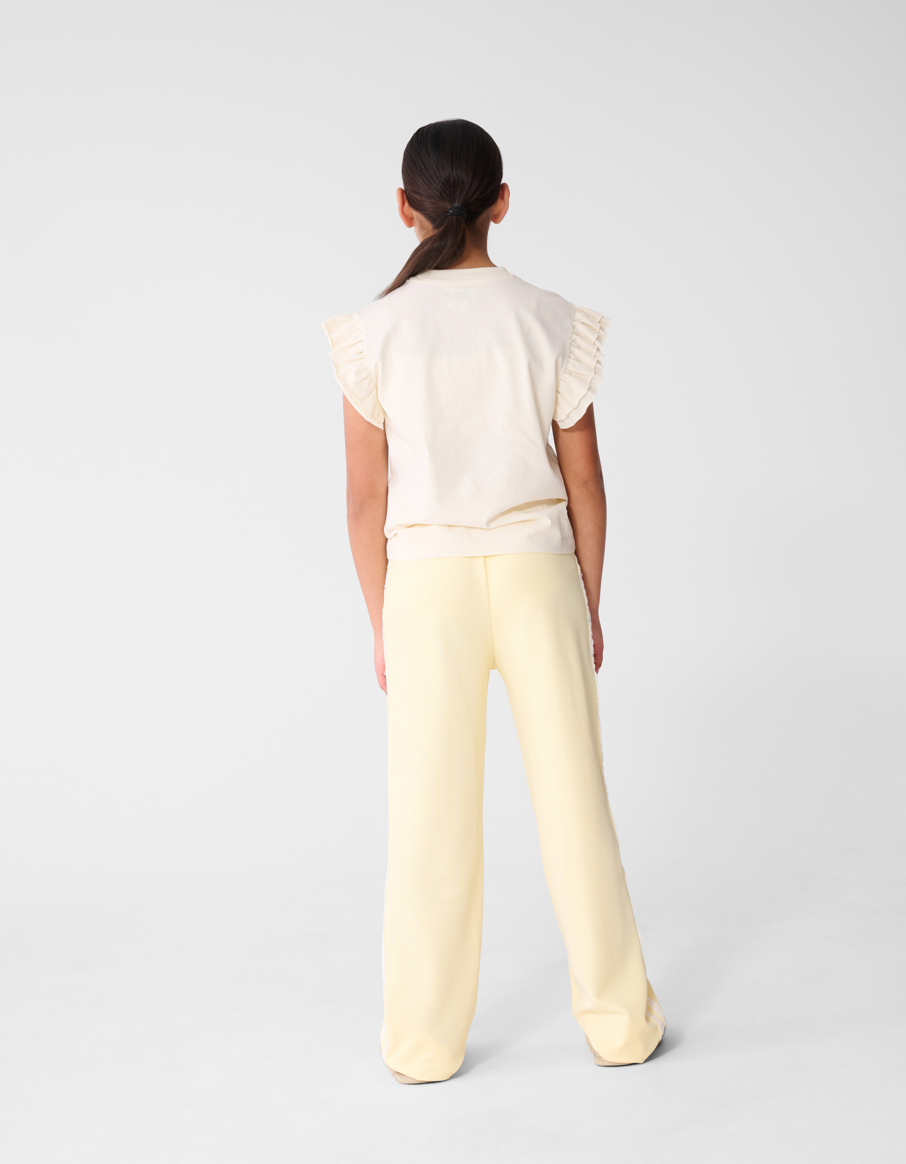 Sporty Wide Leg Broek Lichtgeel SHOEBY GIRLS