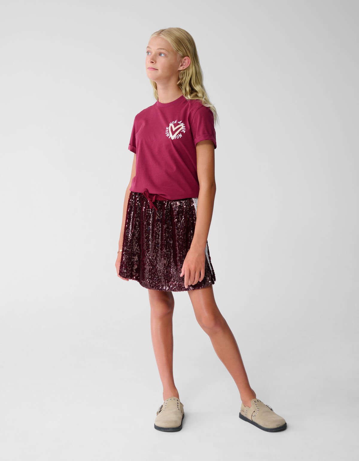 Mon Amour Artwork T-shirt Donkerrood SHOEBY GIRLS
