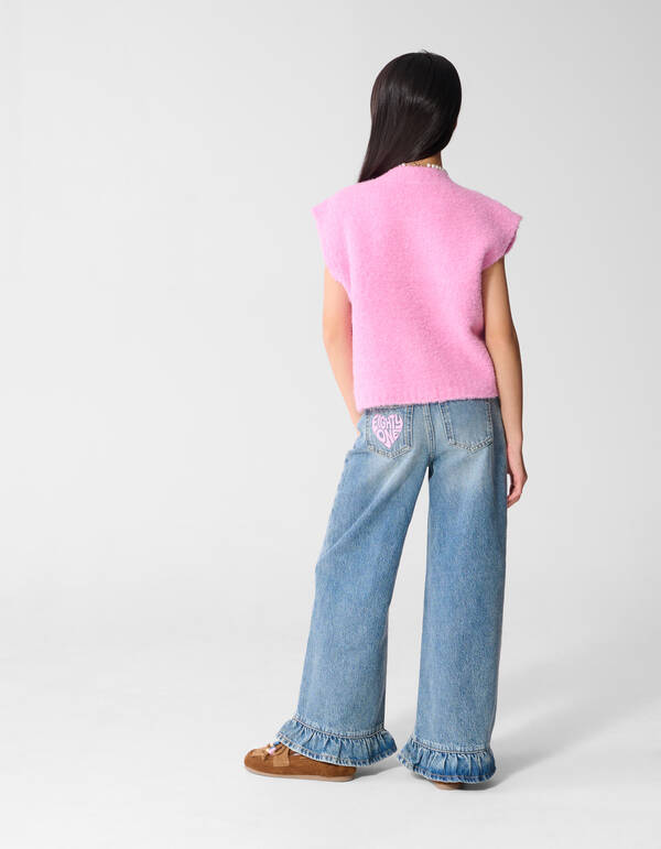 Teddy Gebreid Gilet Roze SHOEBY GIRLS