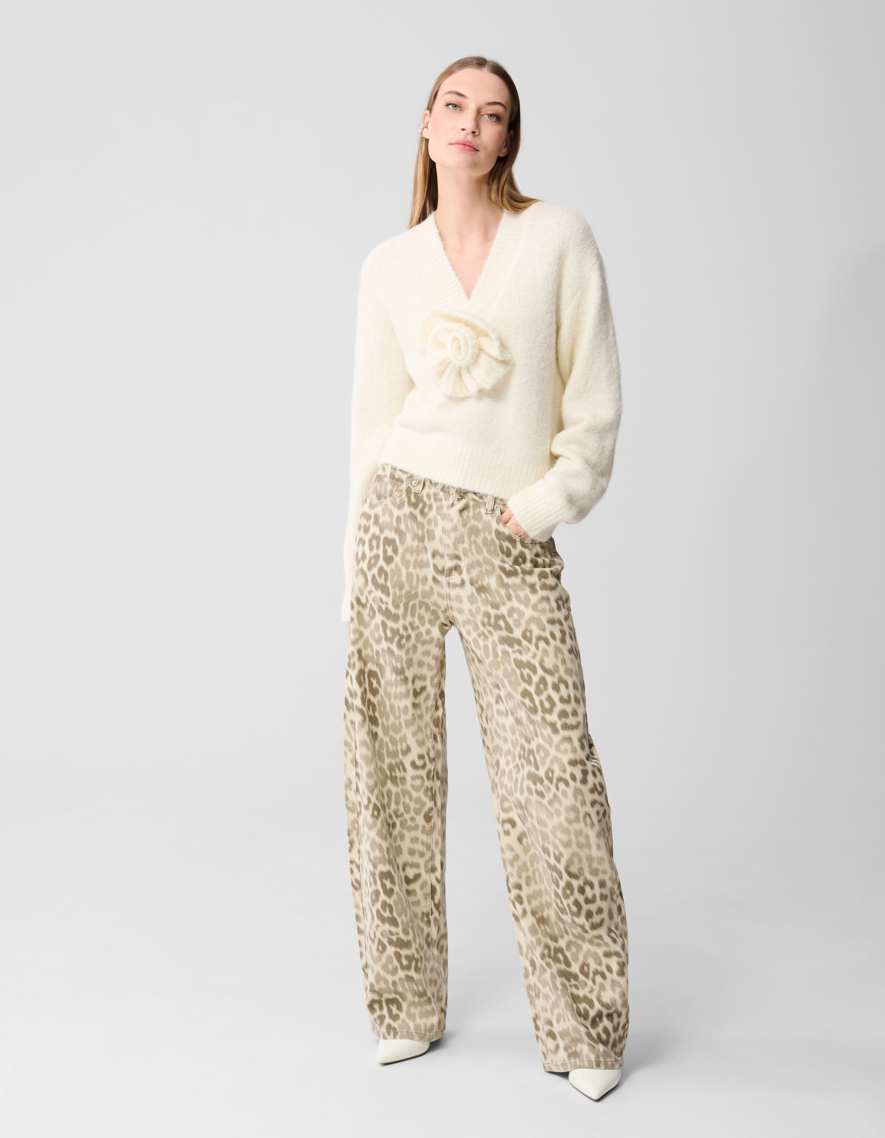 Leopard Baggy Fit Jeans Lichtbruin SHOEBY WOMEN