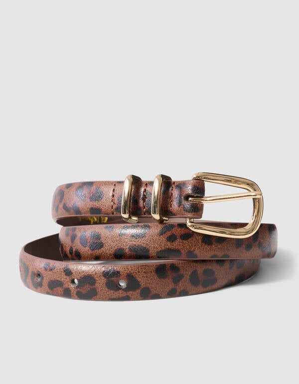 Faded Leopart Print Riem Bruin SHOEBY ACCESSOIRES