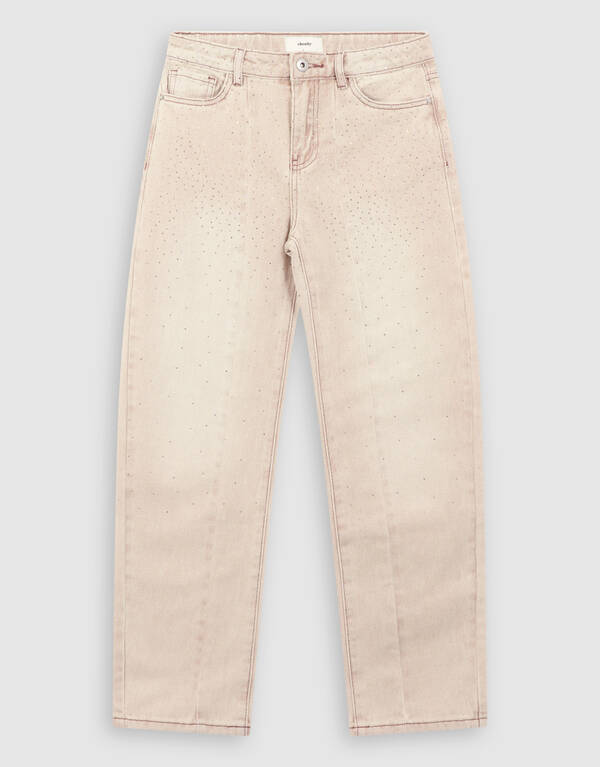 Strass Barrel Fit Jeans Zand SHOEBY GIRLS