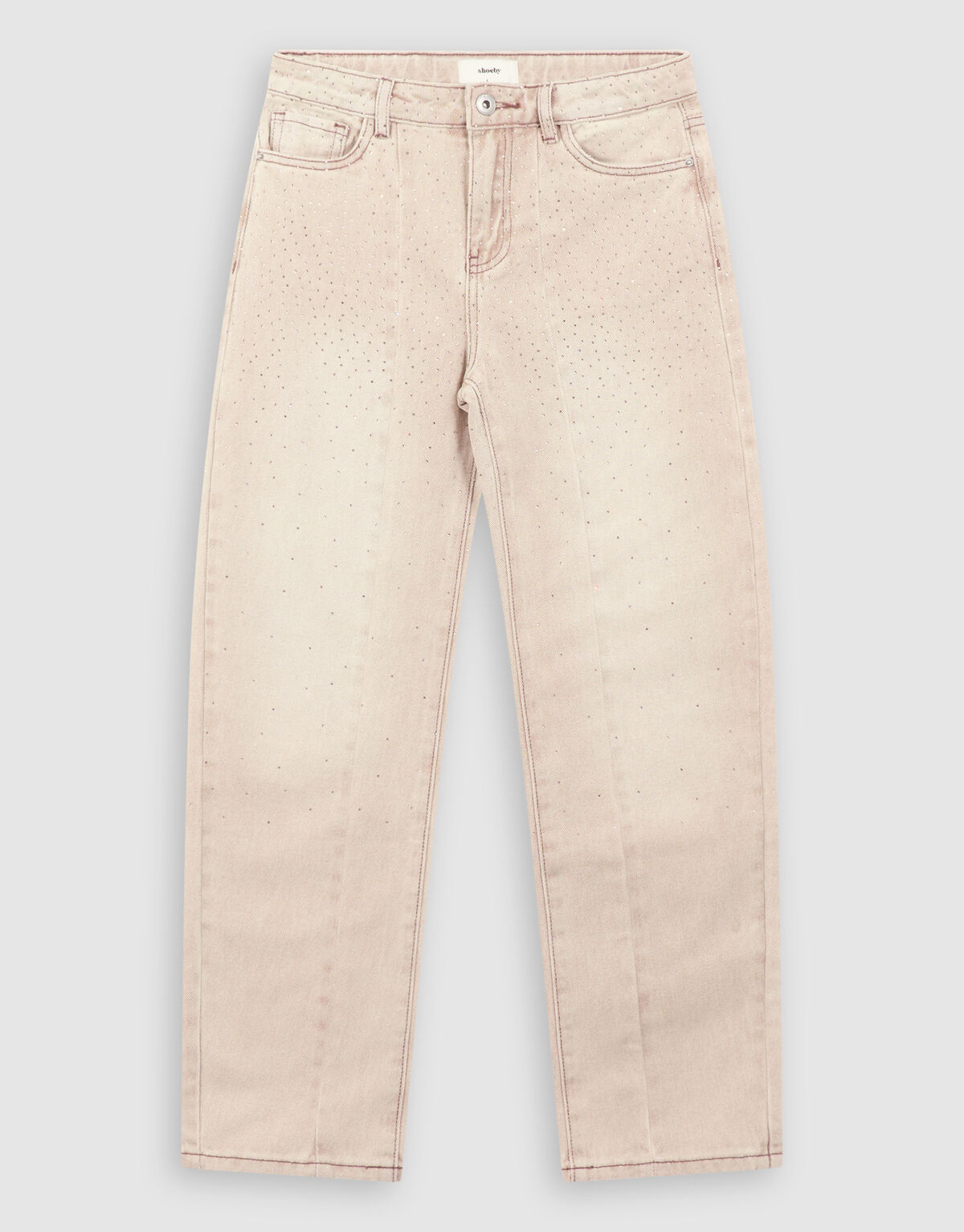 Strass Barrel Fit Jeans Zand SHOEBY GIRLS