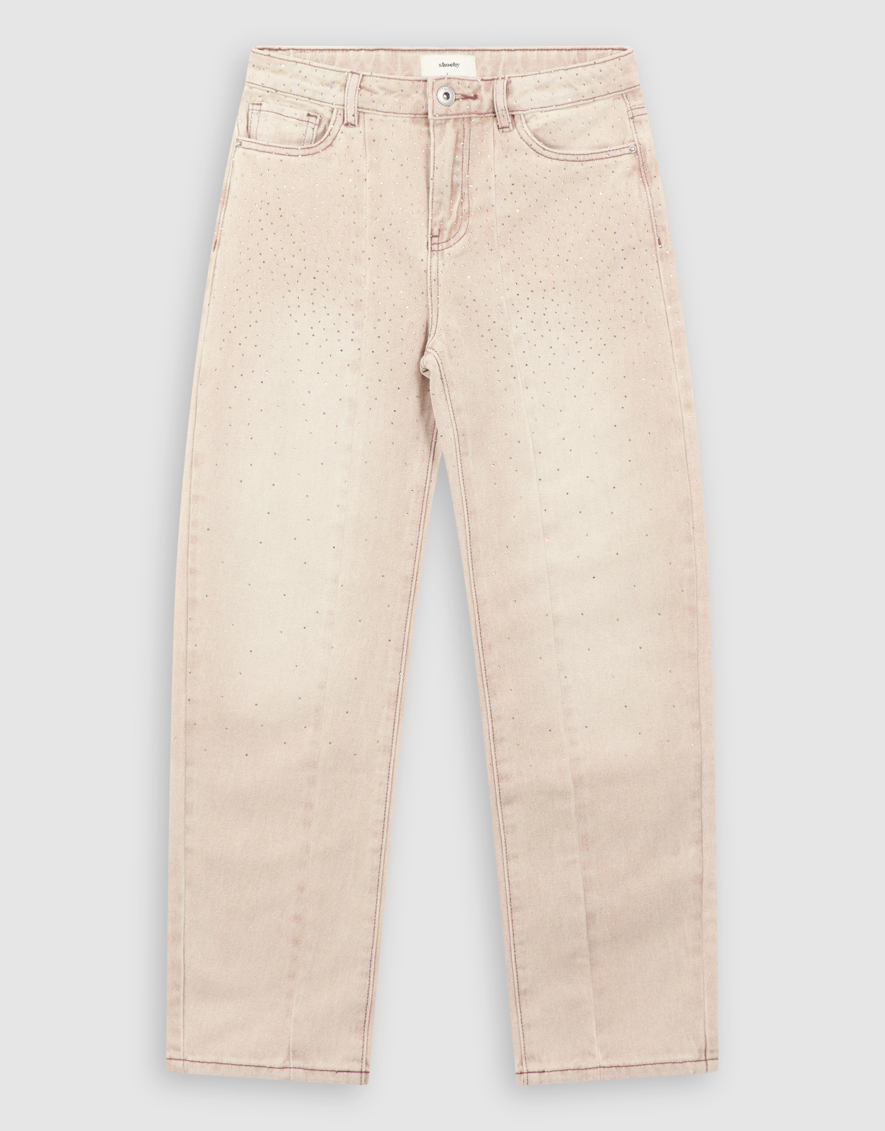 Strass Barrel Fit Jeans Zand SHOEBY GIRLS