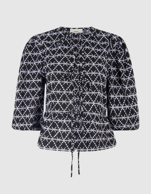 Printed Strik Blouse Zwart/Wit SHOEBY WOMEN