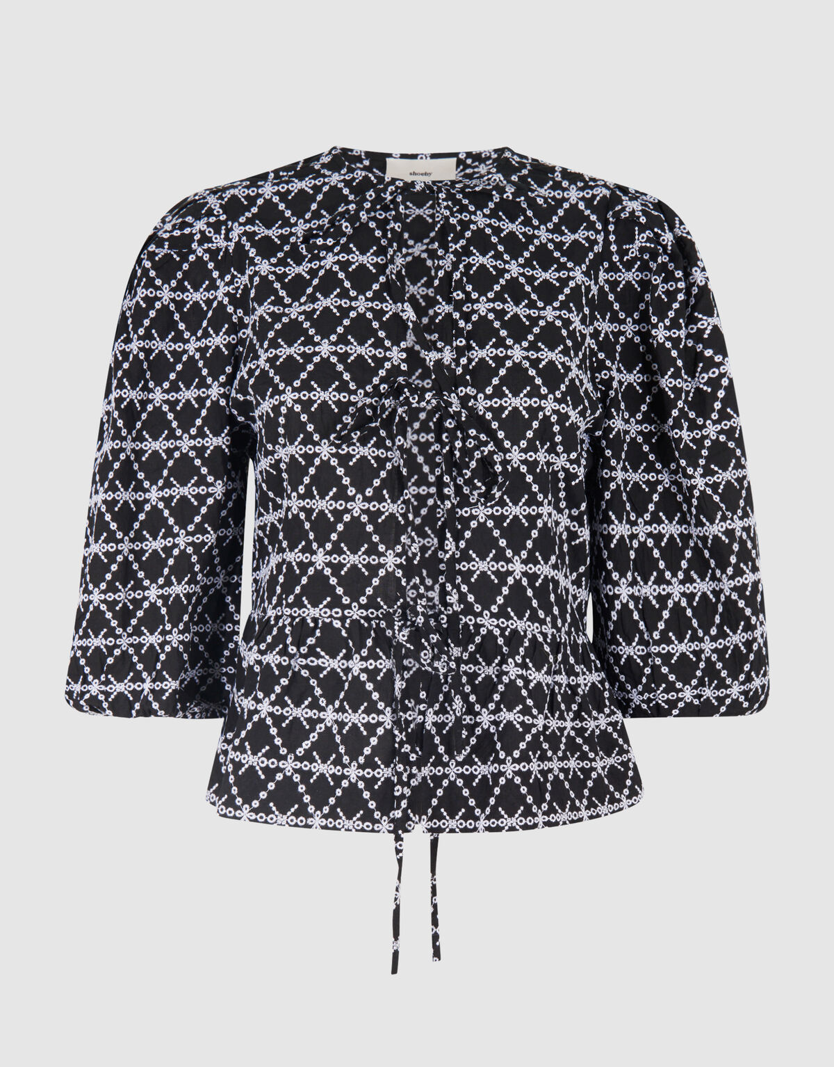 Printed Strik Blouse Zwart/Wit SHOEBY WOMEN