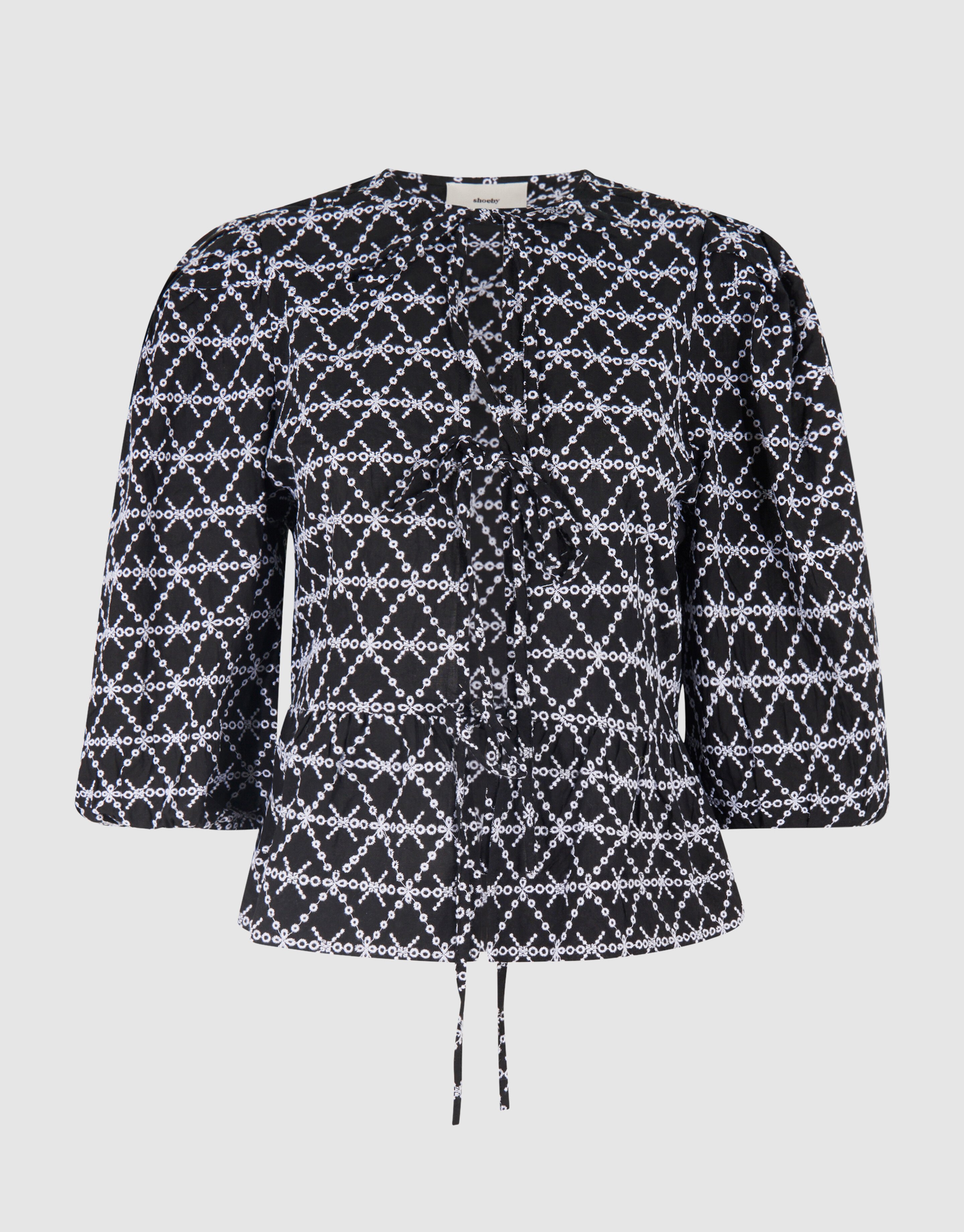 Printed Strik Blouse Zwart/Wit SHOEBY WOMEN