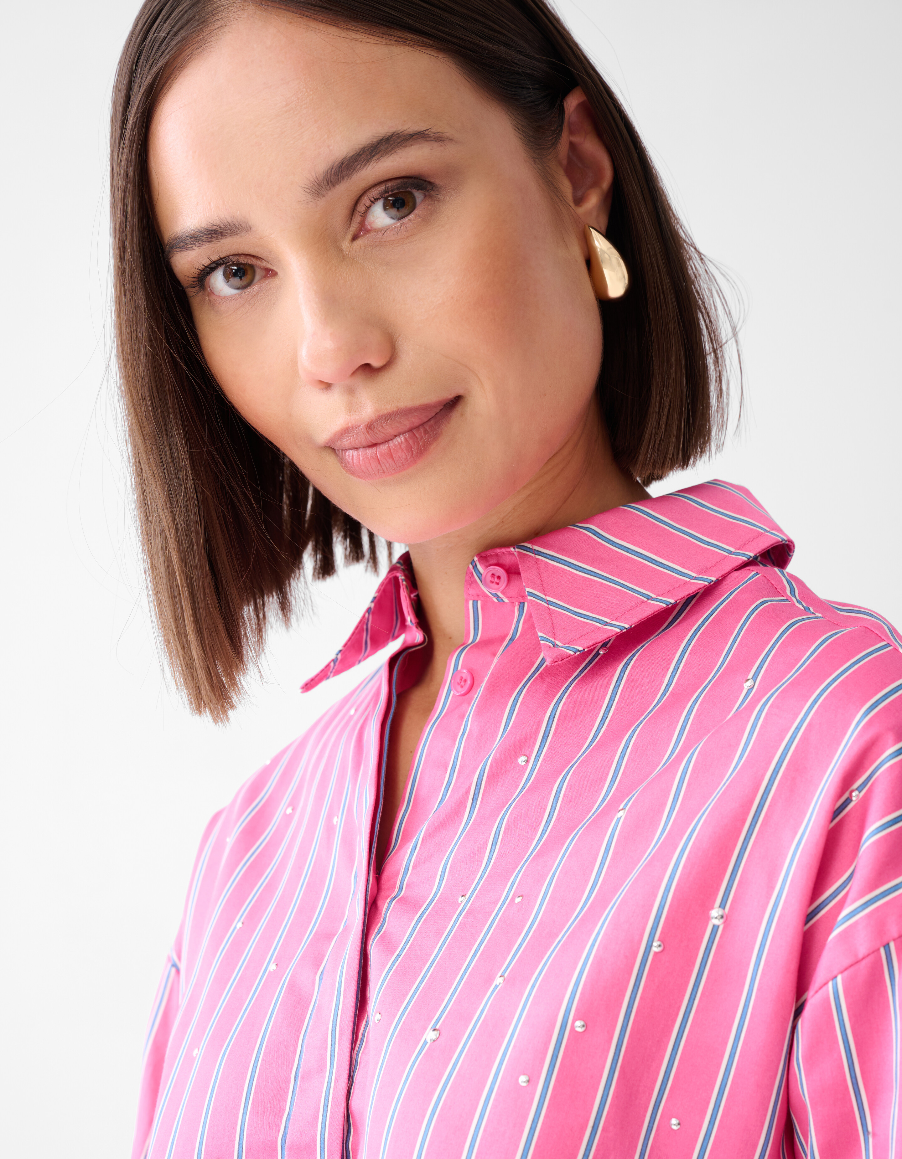Pinstripe Studs Blouse Roze SHOEBY WOMEN