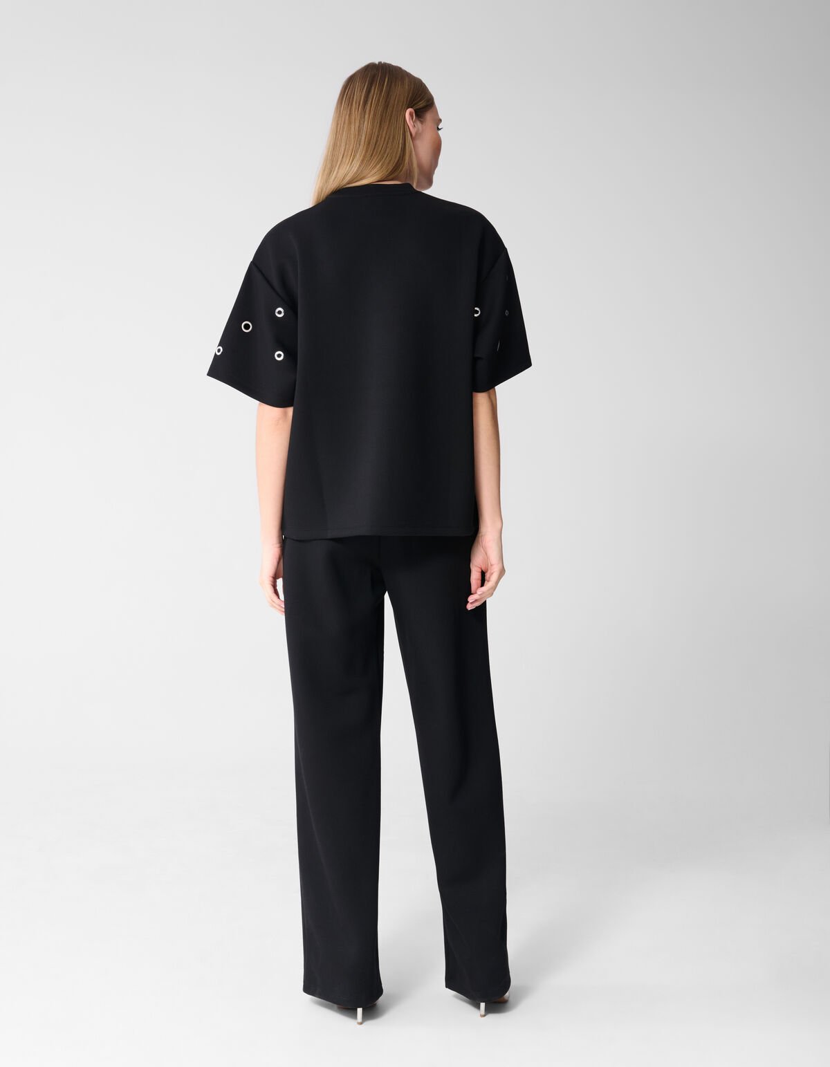 Eyelet Wide Leg Fit Broek Zwart SHOEBY WOMEN