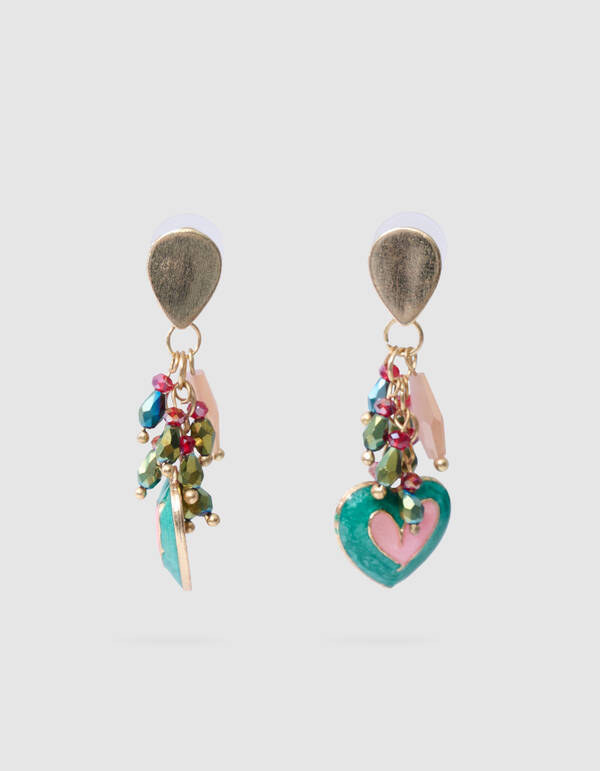 Beaded Heart Oorbellen Groen SHOEBY ACCESSOIRES