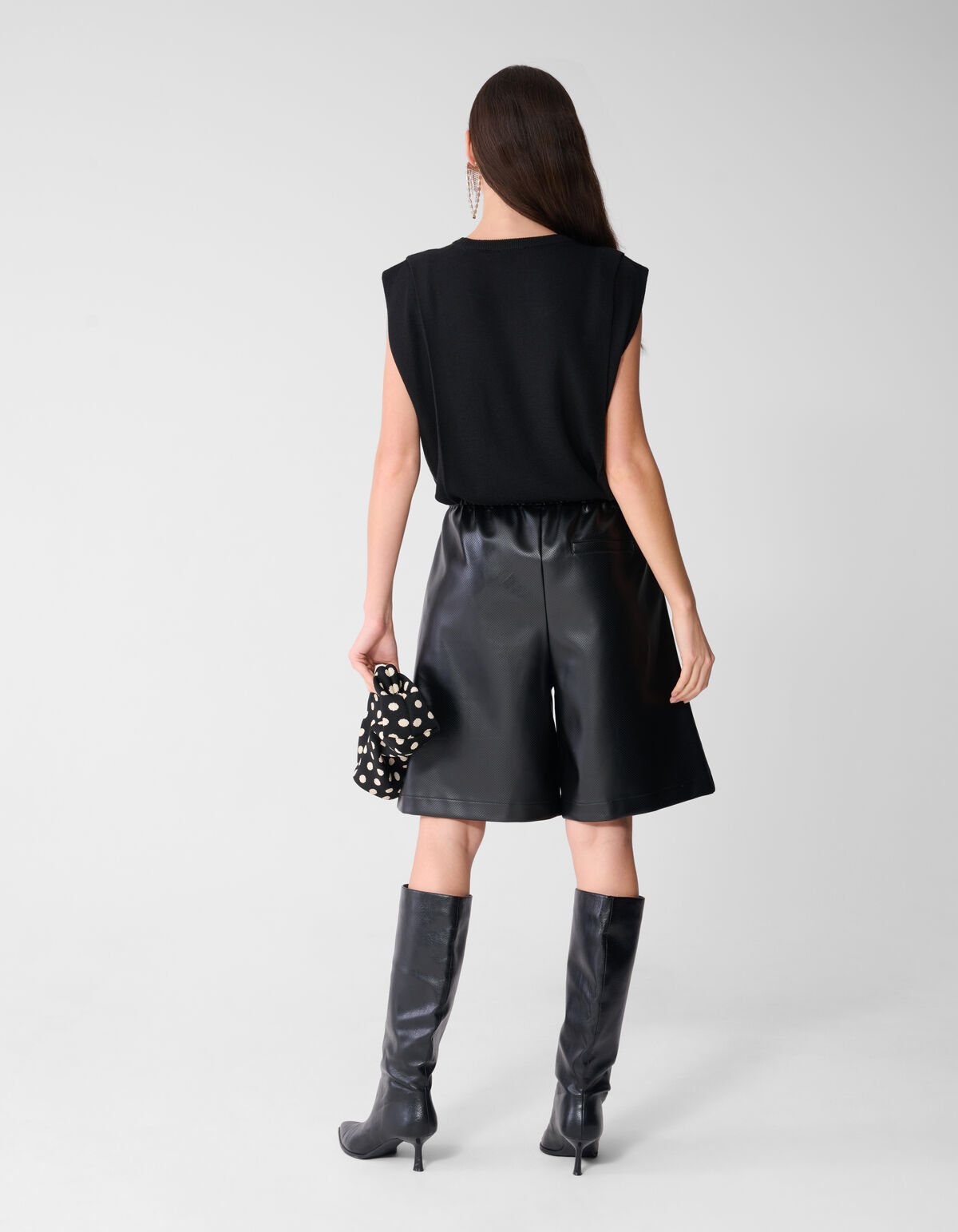 Pleated Shoulder Top Zwart SHOEBY WOMEN