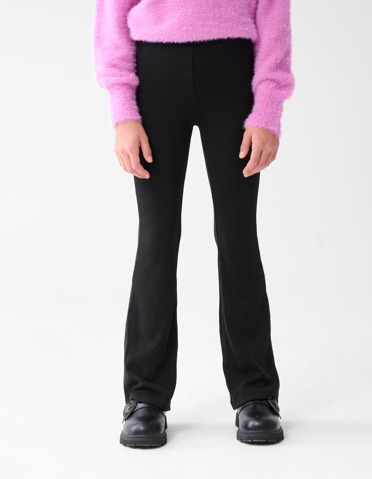 Rib Flared Legging Zwart SHOEBY GIRLS