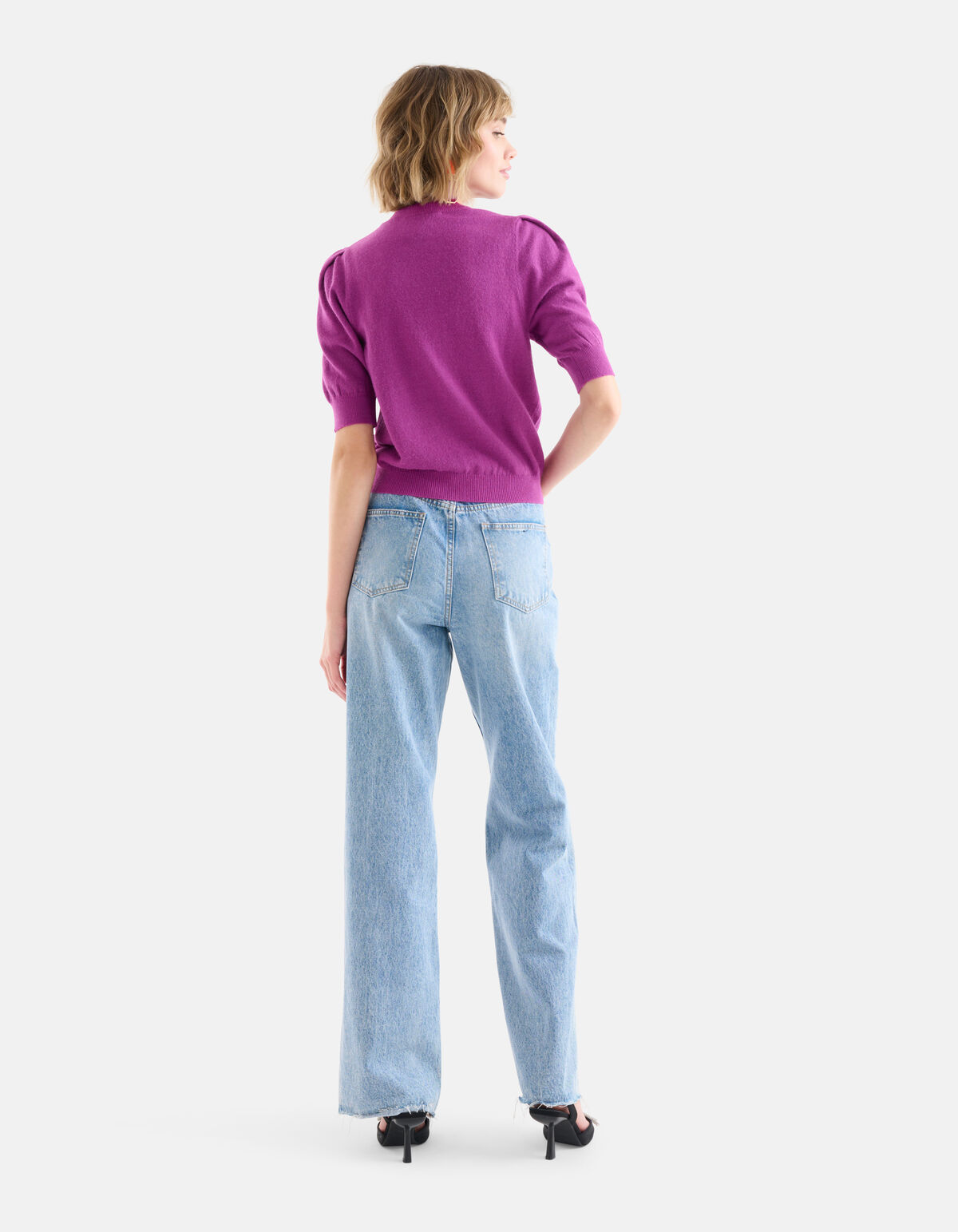 Pofmouwen Top Donkerpaars SHOEBY WOMEN
