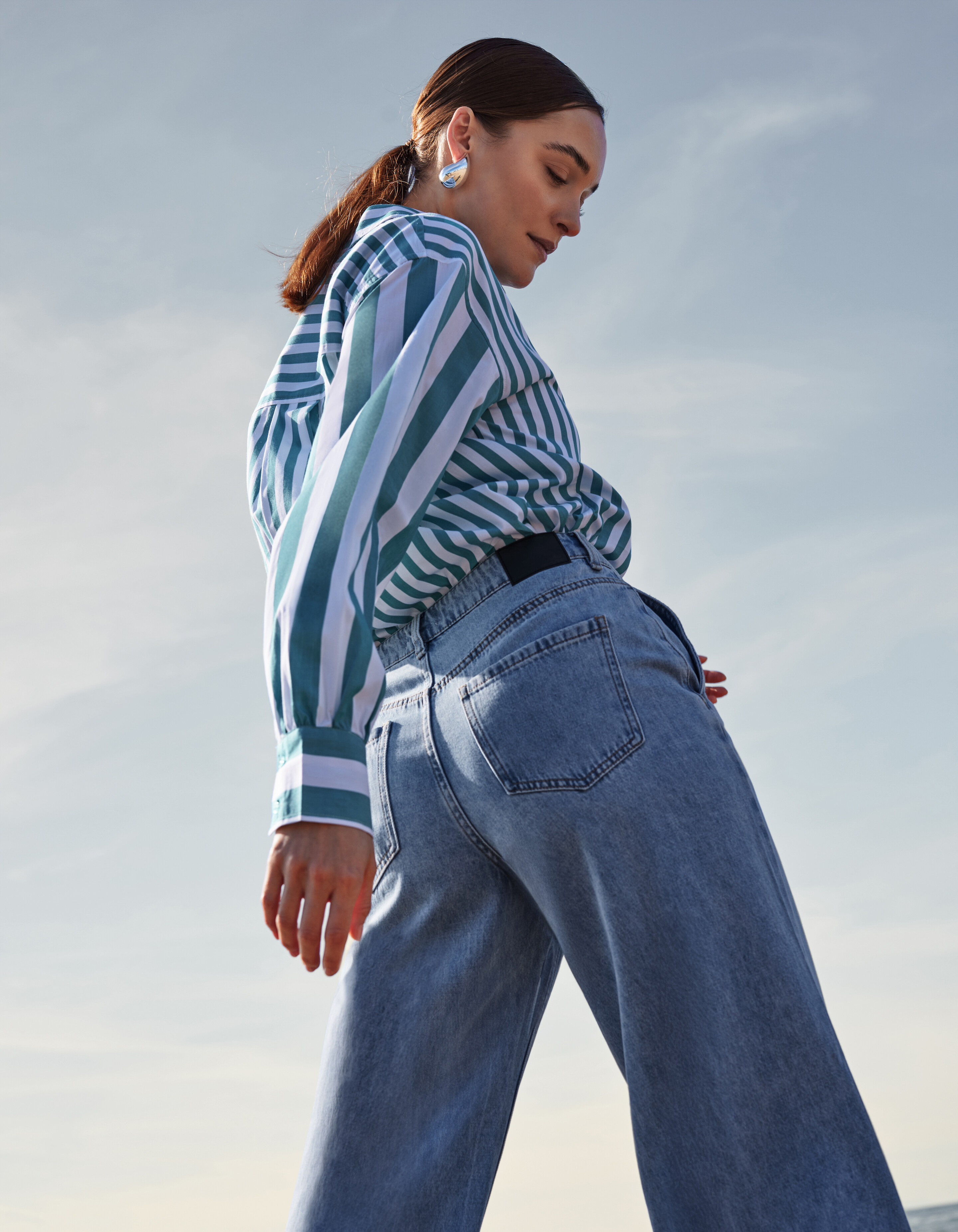 Pinstripe Blouse Groen By Mieke SHOEBY WOMEN