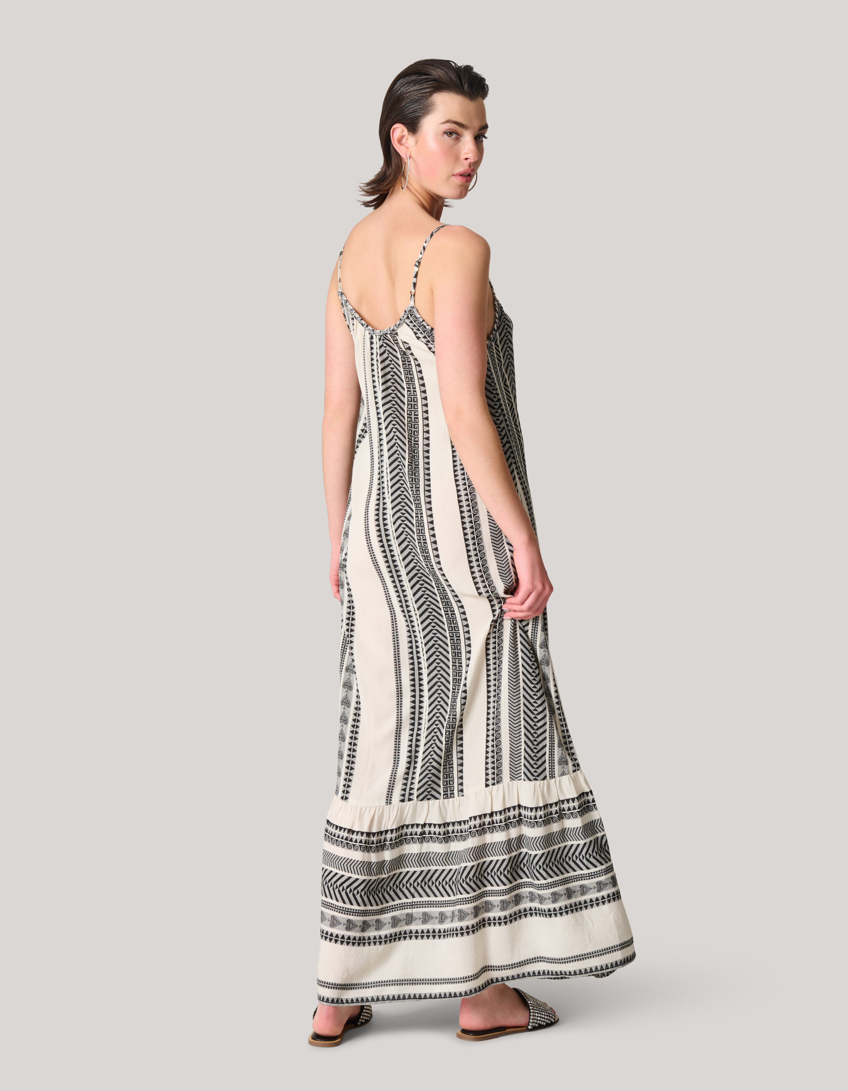 Printed Maxi Jurk Gebroken Wit/Zwart SHOEBY WOMEN