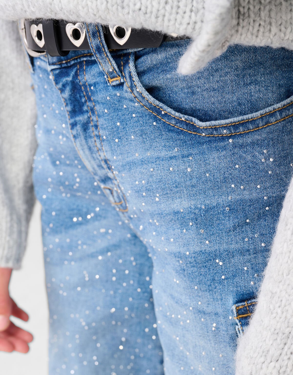 Pocket Strass Straight Fit Jeans Blauw SHOEBY GIRLS