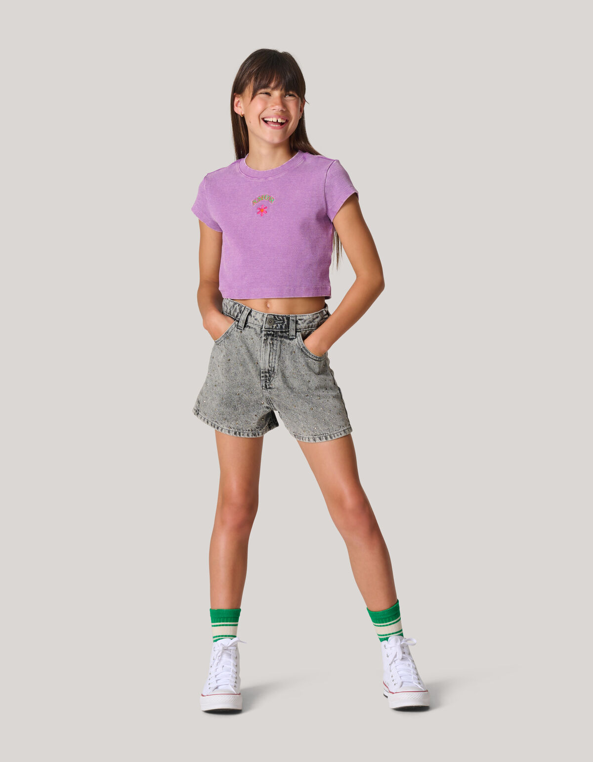 Embroidery Crop Top Lichtpaars SHOEBY GIRLS