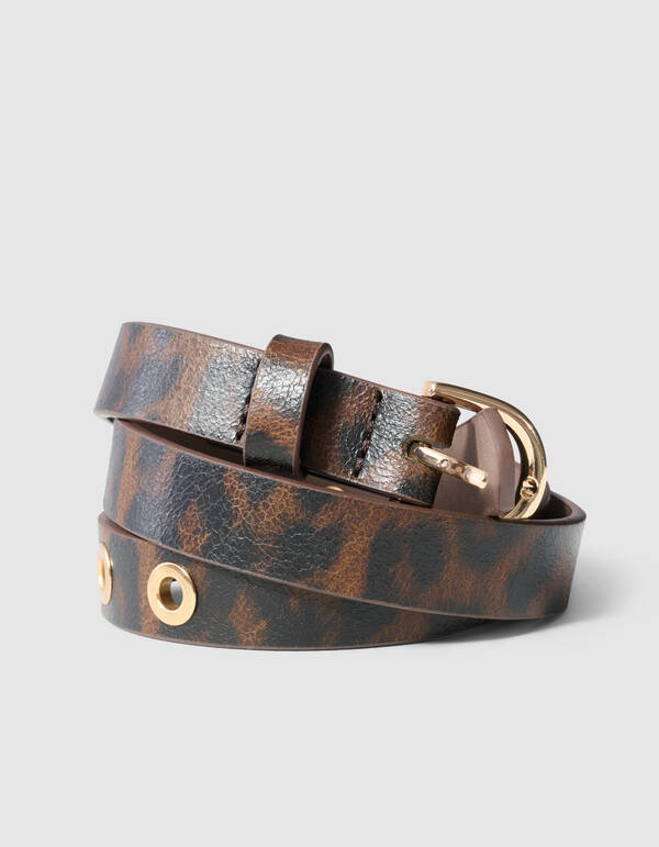 Leopard Print Riem Bruin SHOEBY ACCESSOIRES