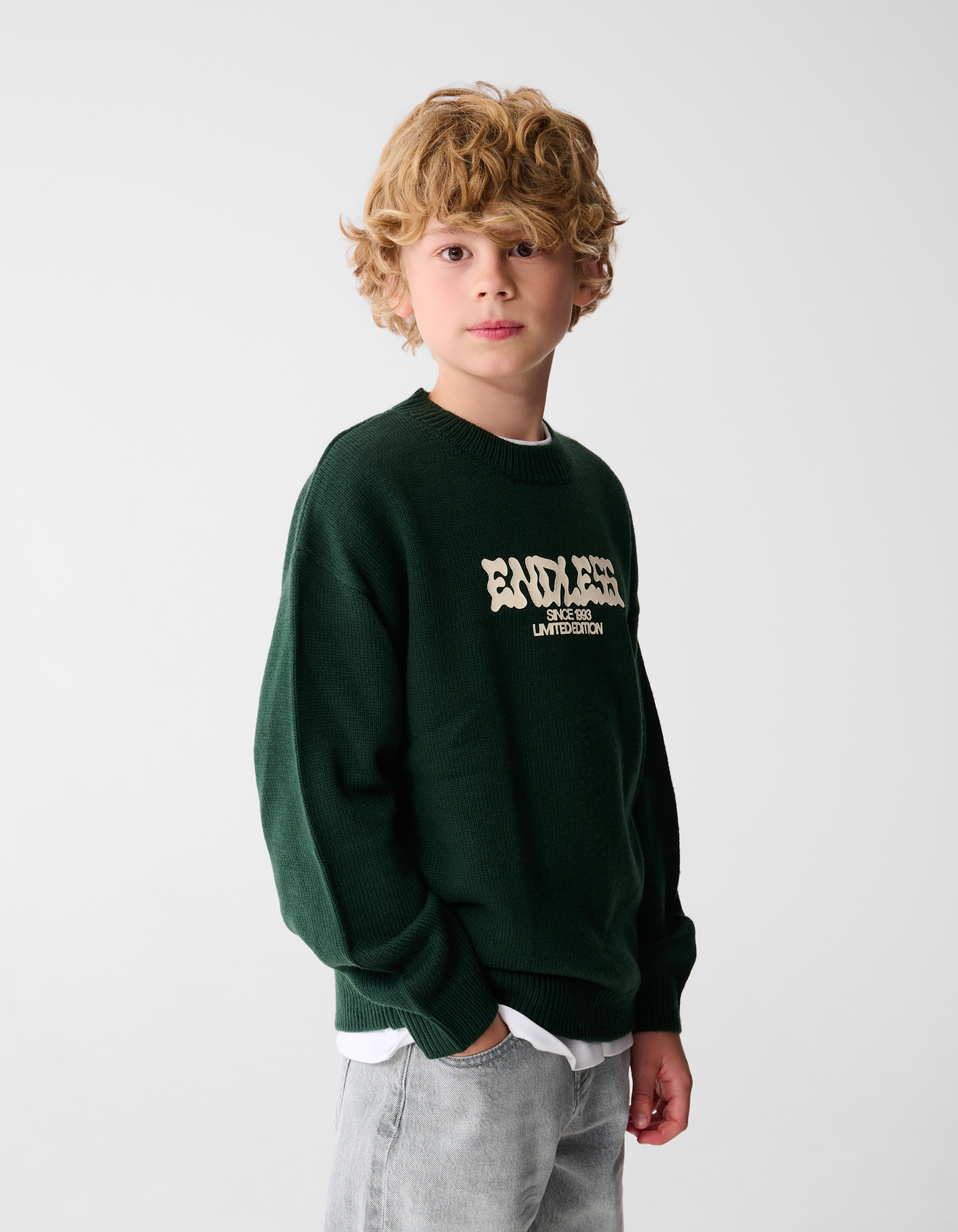 Endless Artwork Sweater Donkergroen SHOEBY BOYS