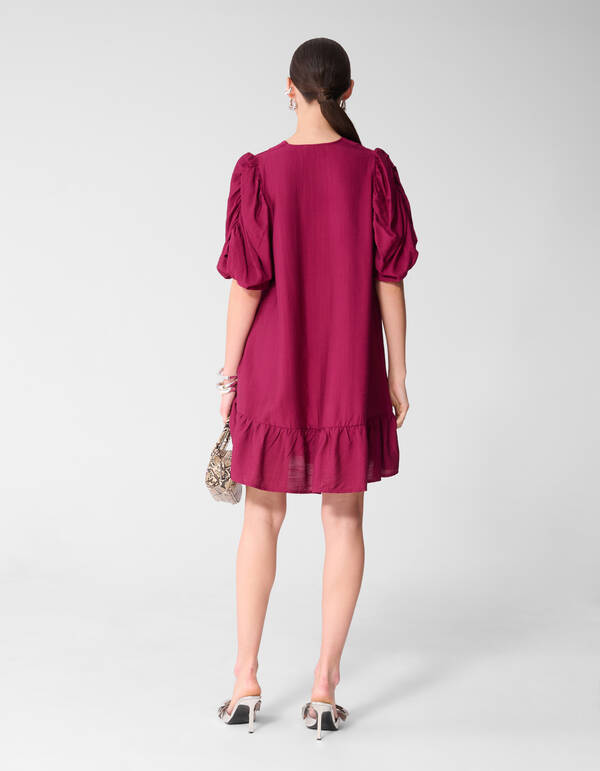 Puffy Sleeve Mini Jurk Paars SHOEBY WOMEN