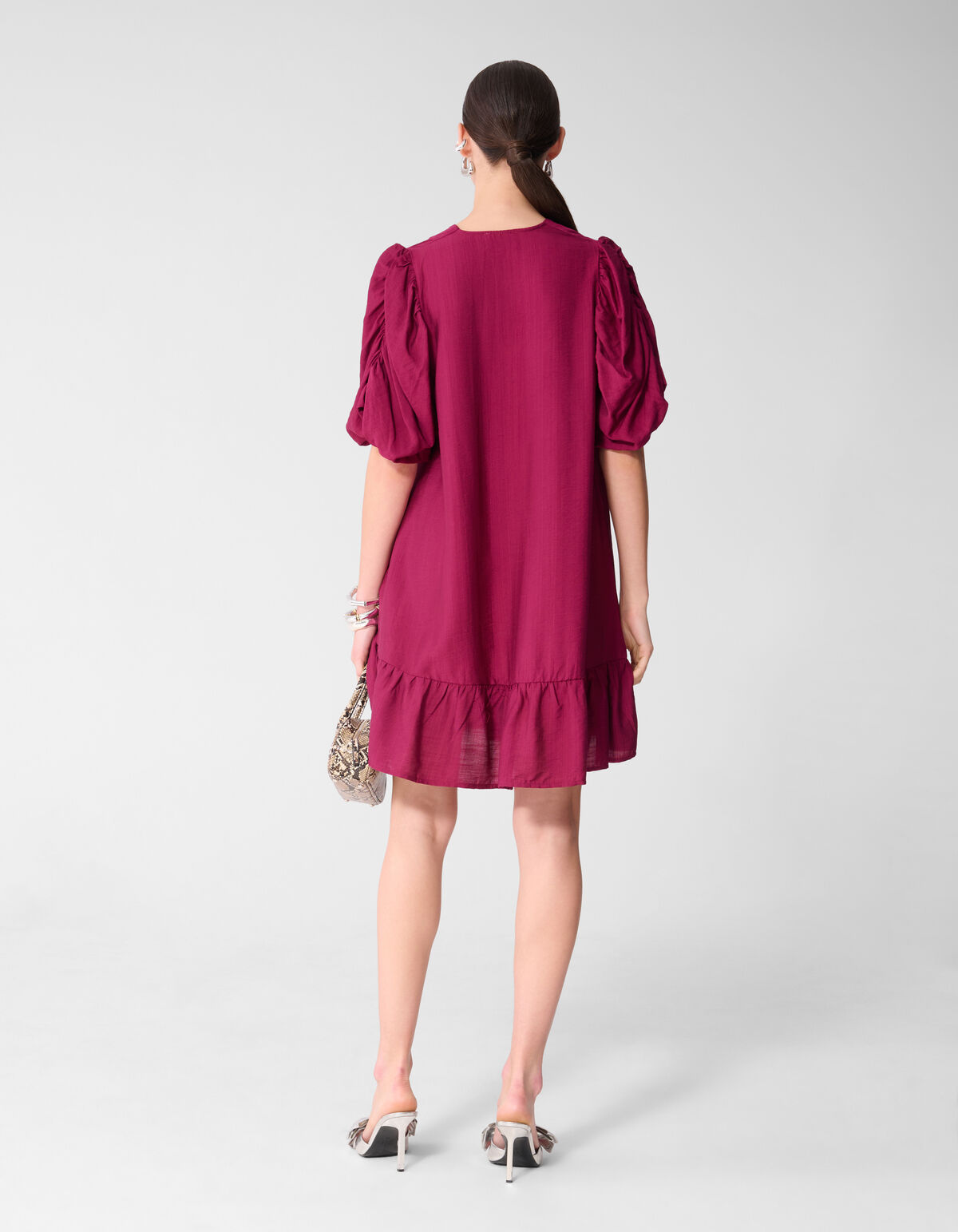 Puffy Sleeve Mini Jurk Paars SHOEBY WOMEN