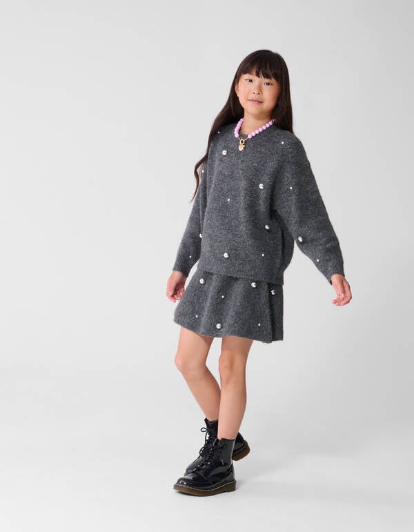 Studded Gebreide Trui Grijs SHOEBY GIRLS