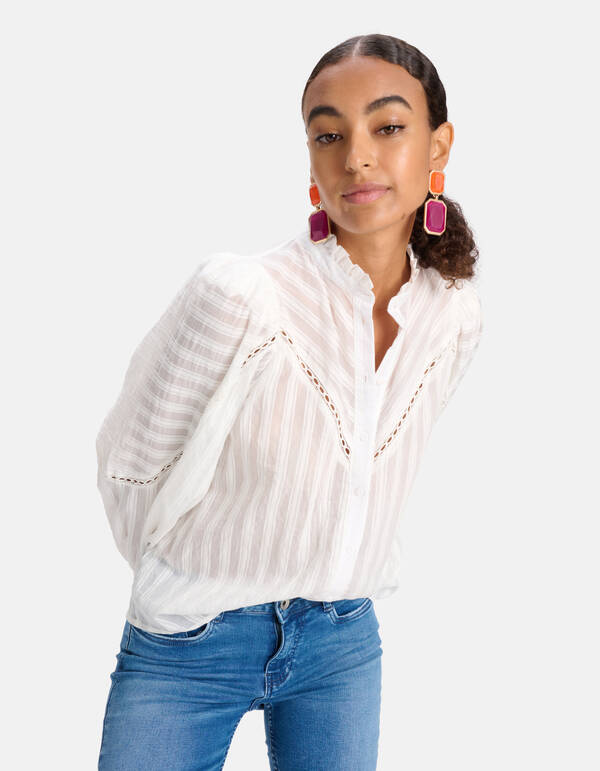Gestreepte Blouse Gebroken Wit SHOEBY WOMEN