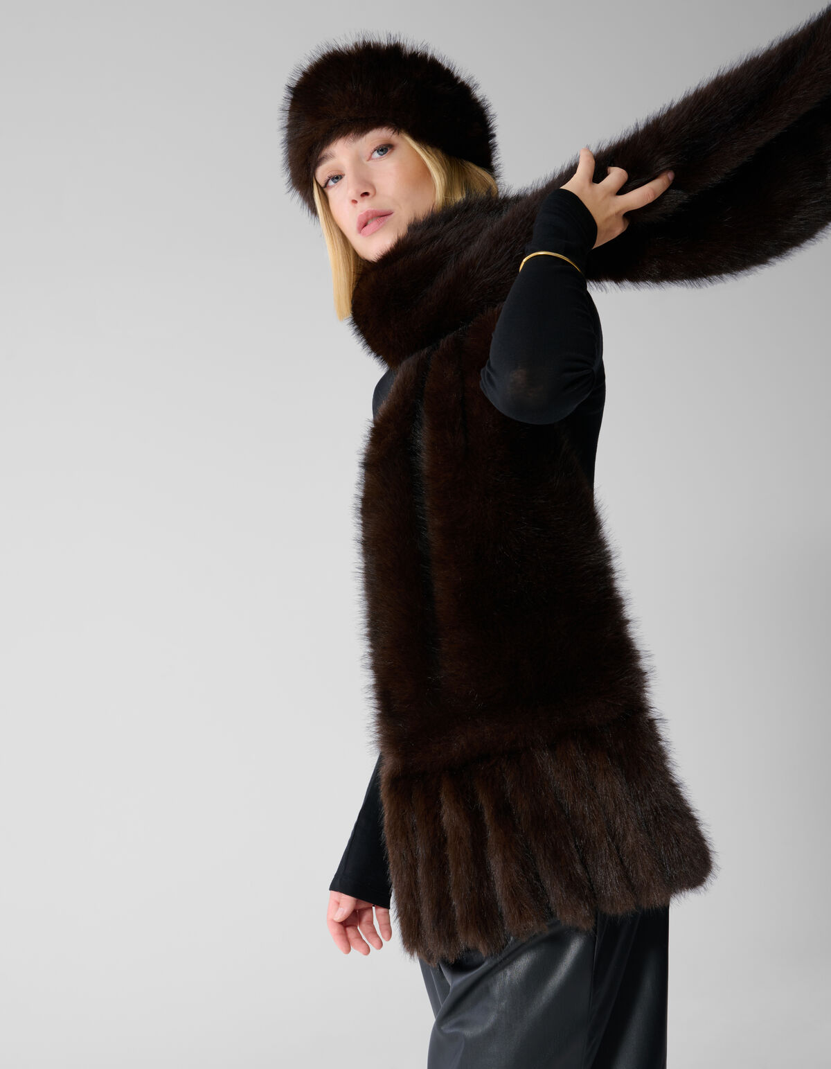 Faux Fur Sjaal Donkerbruin By Lonneke SHOEBY ACCESSOIRES