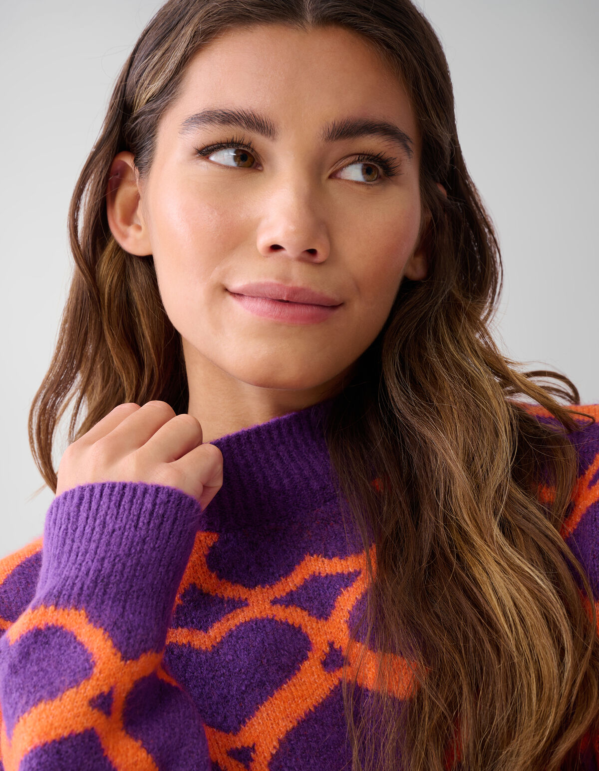 Heart Printed Dames Trui Paars By Furmey SHOEBY WOMEN