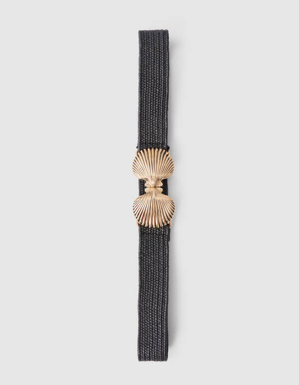 Gevlochten Schelp Riem Zwart SHOEBY ACCESSOIRES