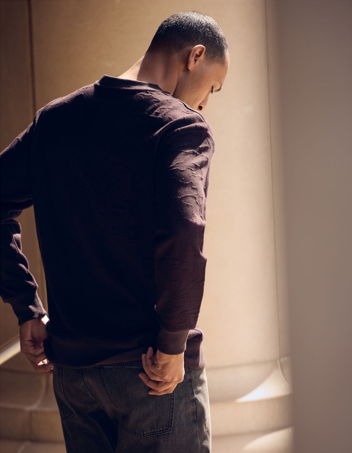Structuur Sweater Donkerbruin SHOEBY MEN