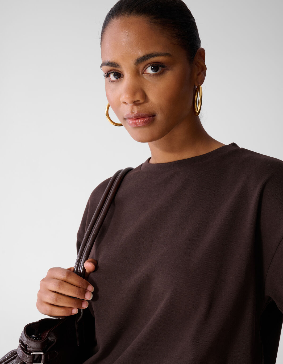 Oversized Fit T-shirt Donkerbruin SHOEBY WOMEN