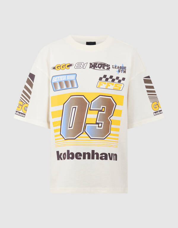 Race Artwork T-shirt Gebroken Wit SHOEBY BOYS