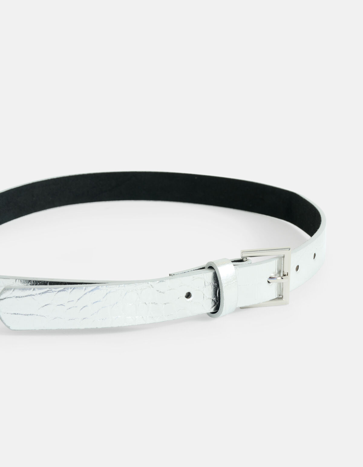 Metallic Croco Riem Zilver SHOEBY ACCESSOIRES