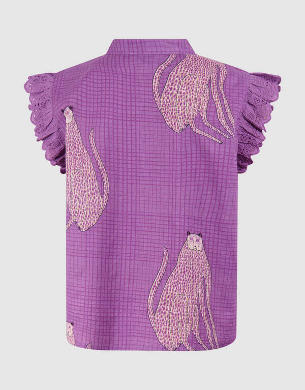 Tiger Ruffle Top Paars SHOEBY GIRLS