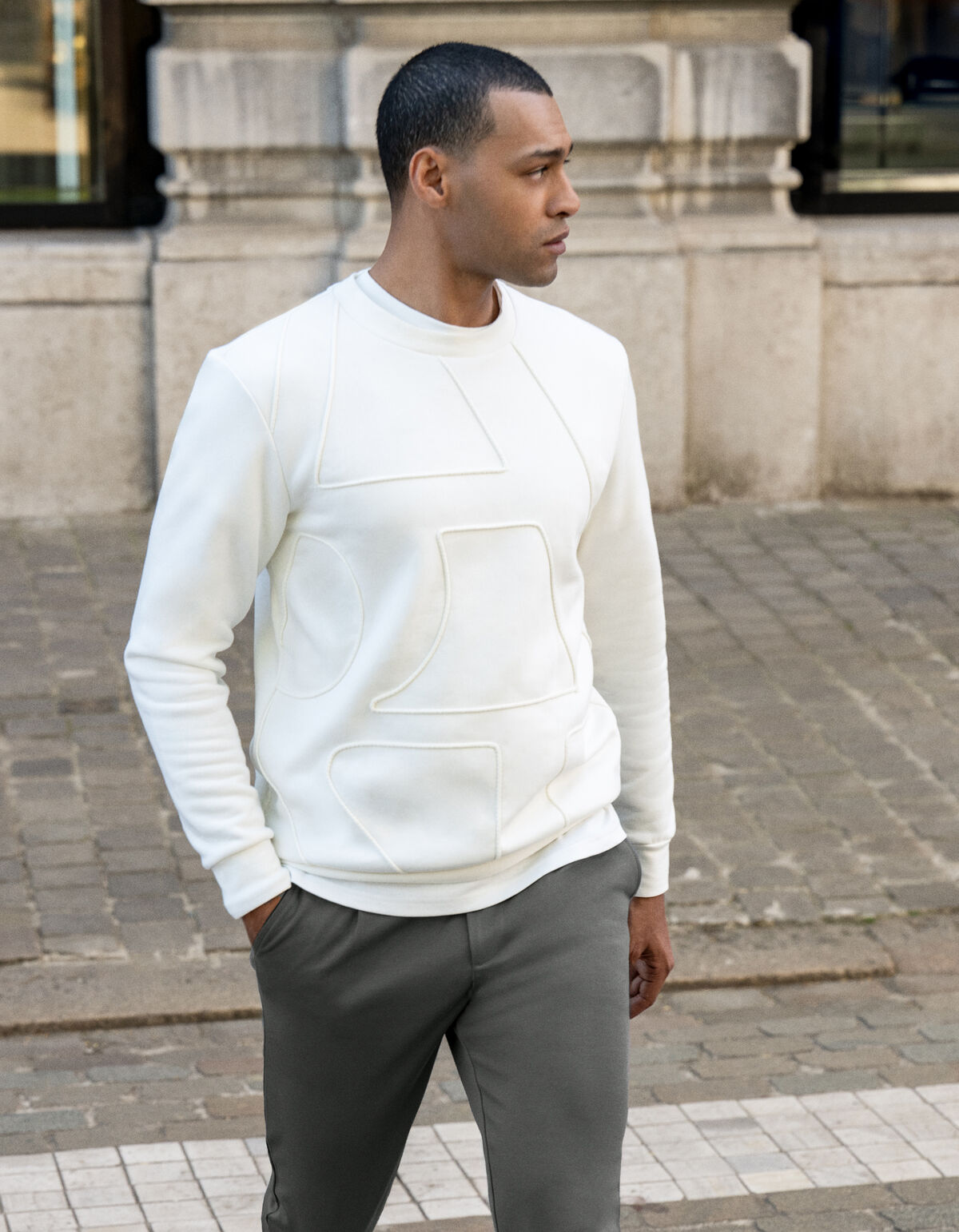 Cord Artwork Sweater Gebroken Wit SHOEBY MEN