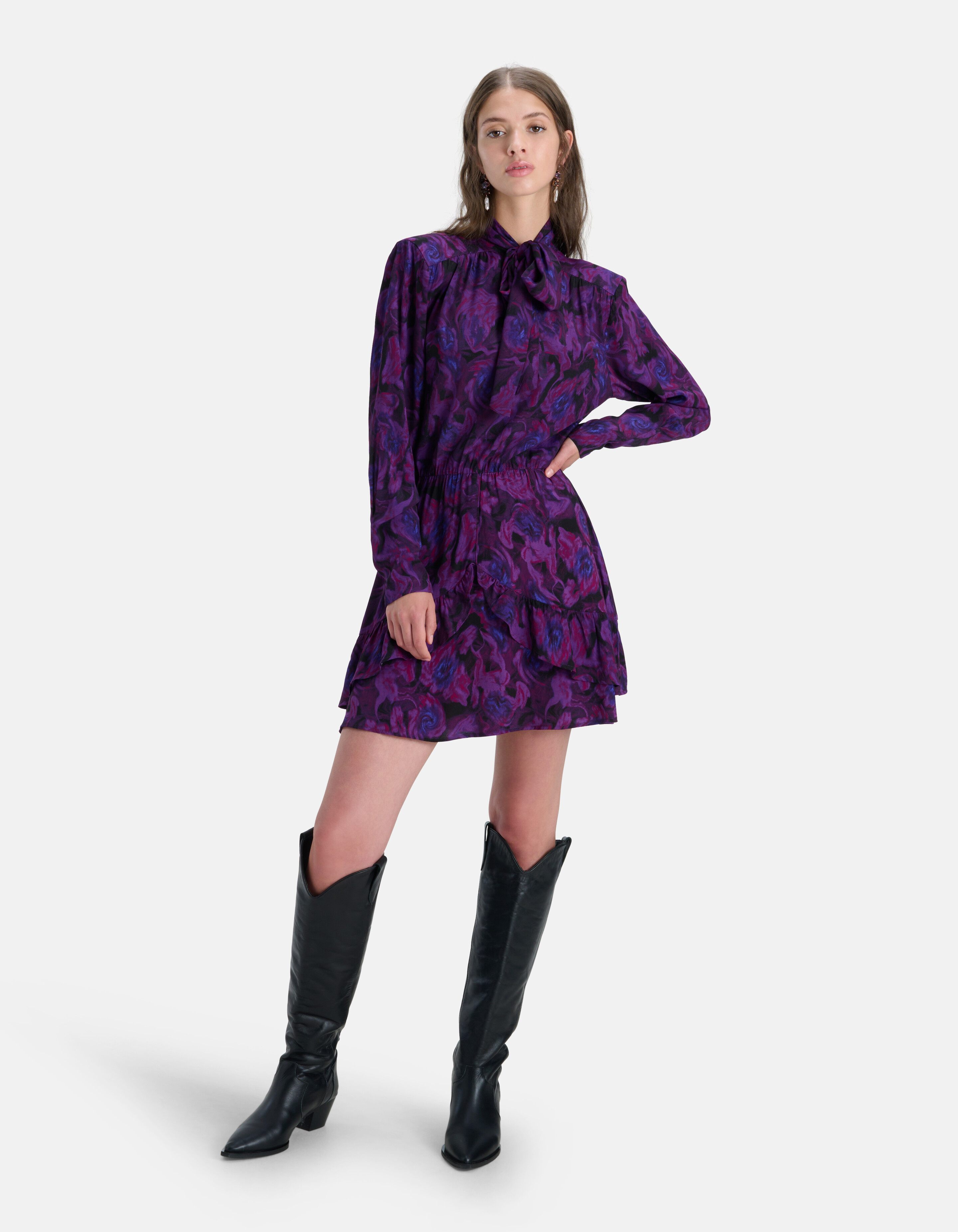 Bloemenprint Strik Jurk Paars SHOEBY WOMEN
